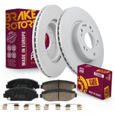 Metrix Premium Chassis Parts - Front Ceramic Disc Brake Pad Set & Vented Brake Rotor Kit Fits 2013 Acura ILX, 2015 Honda Civic, Made in Europe